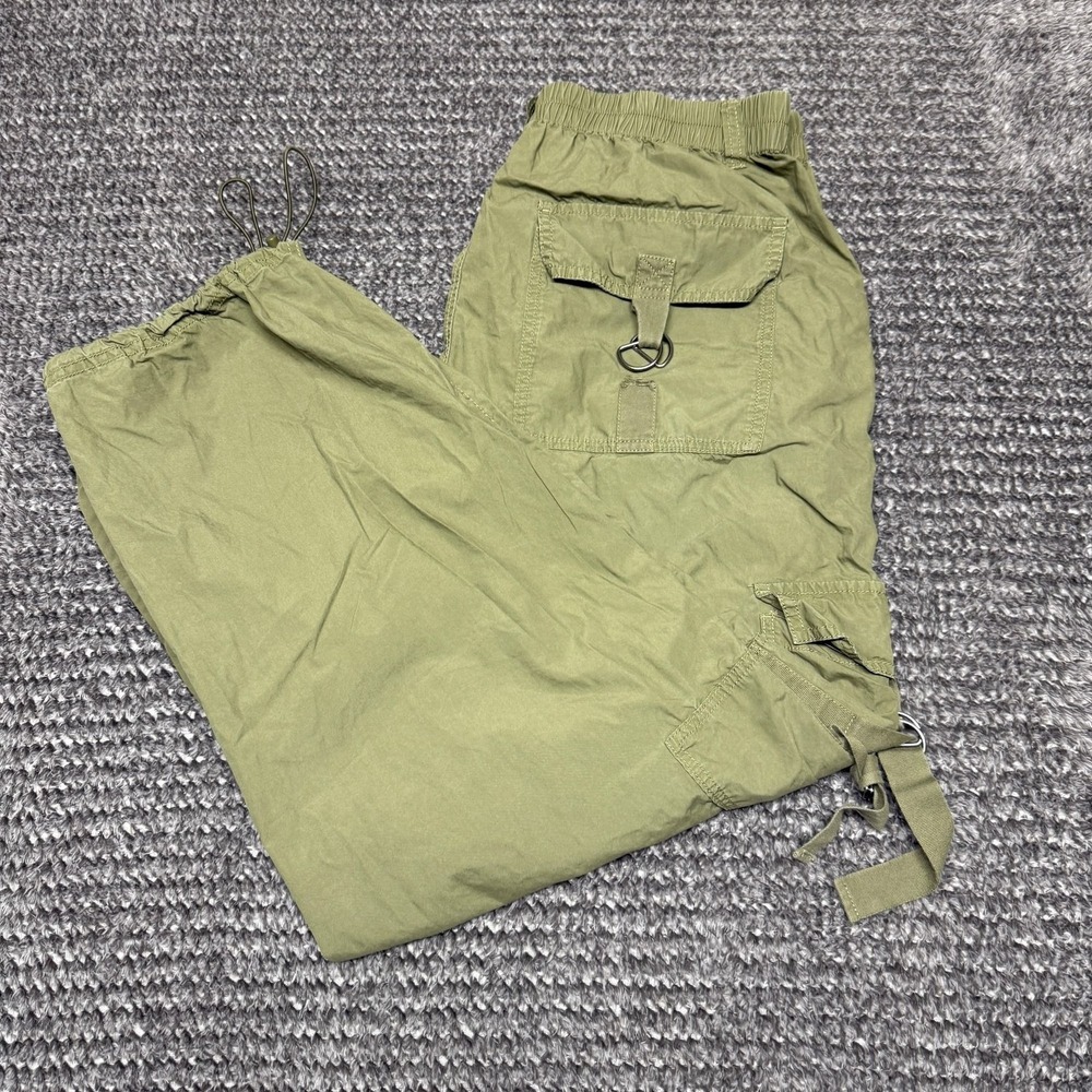 Empyre Mens Cargo Pants Size M Olive Green‎ Cotton Drawstring Parachute Skate